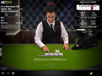 Net Ent live dealer blackjack