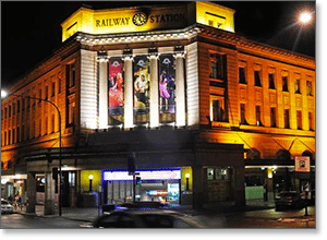 Adelaide Casino lit up at night