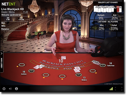 Live dealer high-limit blackjack by Net Entertainment